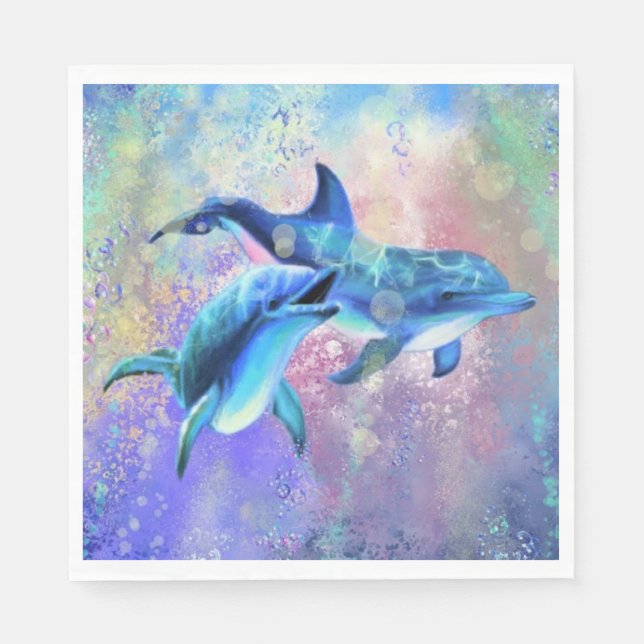 Dolphin Couple Napkins - Family (Front)