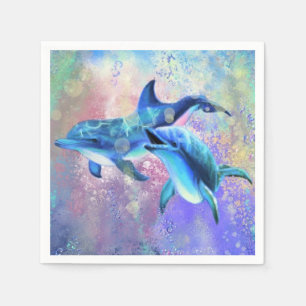 Dolphin Couple Napkins Happy Family