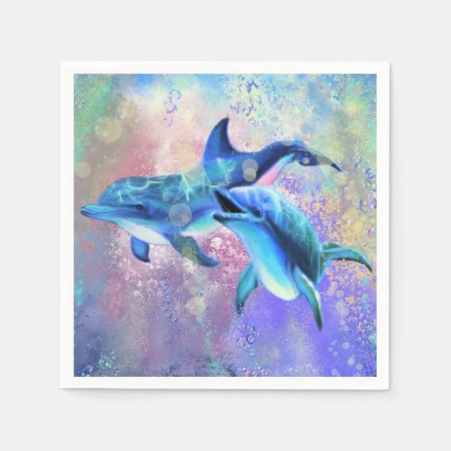 Dolphin Couple Napkins Happy Family (Front)