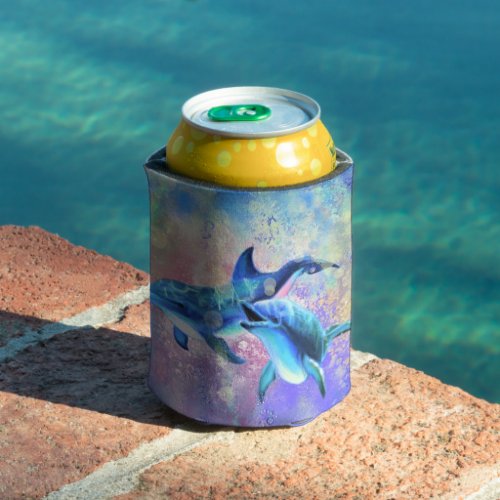Dolphin Couple _ Painting Can Cooler