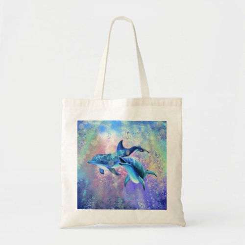 Dolphin Couple Tote Bag Family