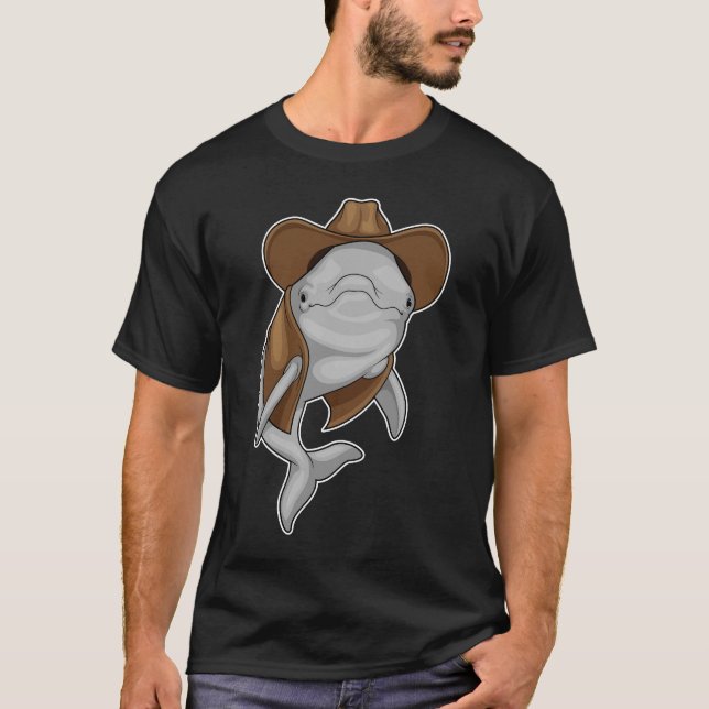 Dolphin Cowboy Cowboy hat T-Shirt (Front)
