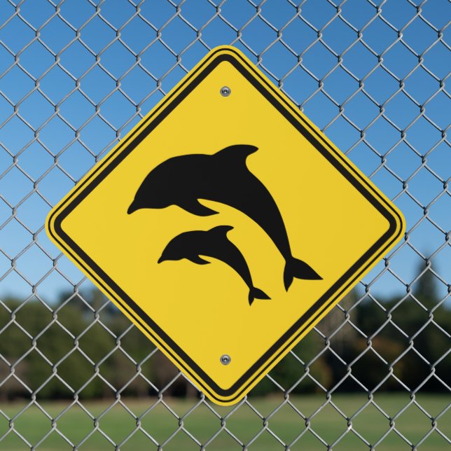 Dolphin Crossing Metal Sign (In Situ(Fence))