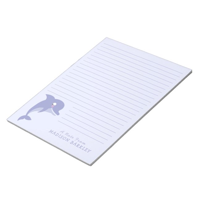 Dolphin Cute Kid's Personal Stationary Notepad (Angled)