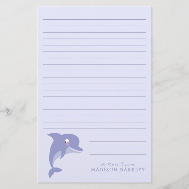 Dolphin Cute Kid's Stationery (Front)