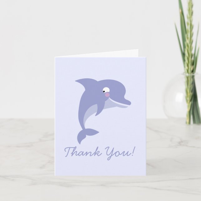 Dolphin Cute Kid's Thank You Stationary Cards (Front)