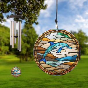 "Dolphin Dance" Stained Glass Look Wind Chime