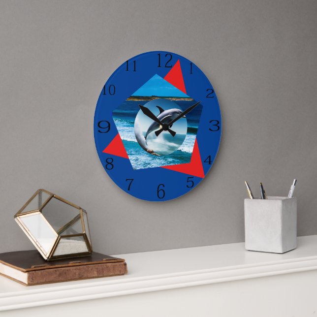 Dolphin Dancing On The Waves, Wall Clock (Office)