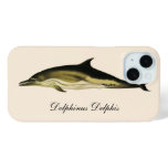 Dolphin Delphinus Delphis, Vintage Marine Mammals  iPhone 15 Case