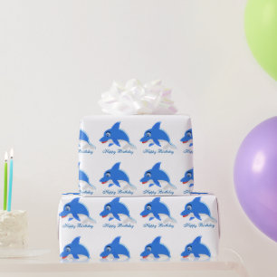Dolphin Design Birthday Wrapping Paper