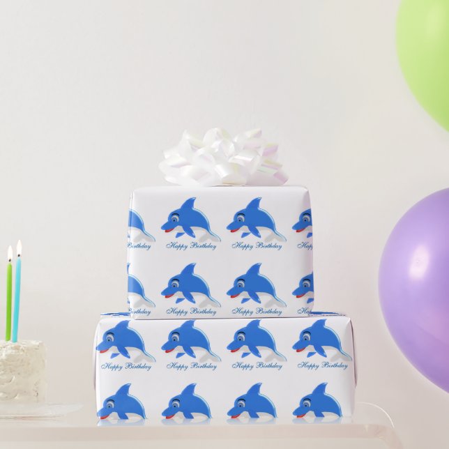 Dolphin Design Birthday Wrapping Paper (Party Gifts)