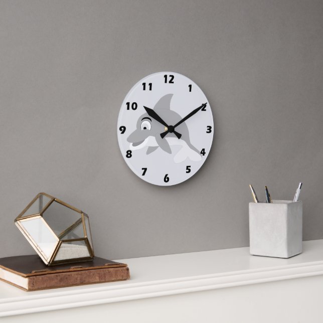 Dolphin Design Round Clock (Office)