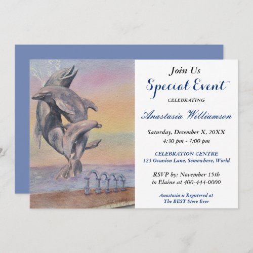 DOLPHIN DESTINATION PARTY EVENT INVITE