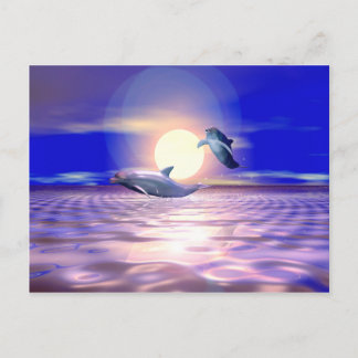 Dolphin Diversion - Two Dolphins Jumping Postcard