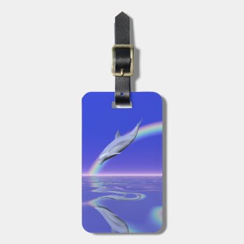 Dolphin Diving With Rainbow Luggage Tag by Peerdrops at Zazzle