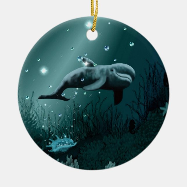 Dolphin Dream Ceramic Ornament (Front)