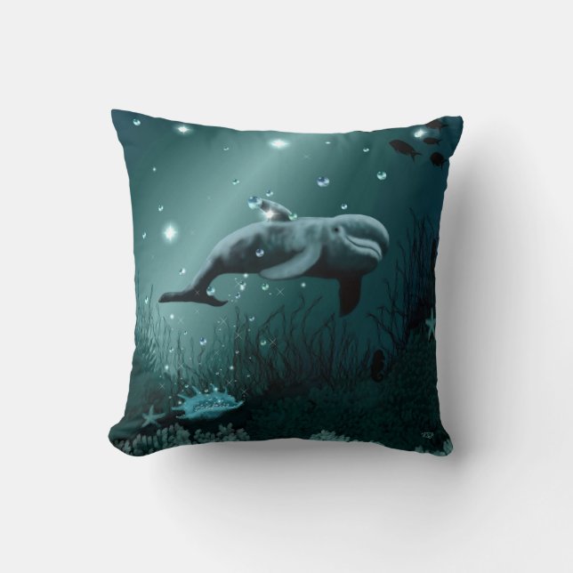 Dolphin Dream Throw Pillow (Front)
