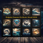 Dolphin Dreams on Rustic Wood 2025  Calendar<br><div class="desc">Experience the magic of the ocean with this beautifully designed dolphin 2025 calendar, featuring a Rustic Weathered Dark Wood background. Each month showcases these intelligent and playful creatures in breathtaking oceanic scenes—jumping through golden sunsets, gliding beneath moonlit skies, and exploring vibrant coral reefs. A perfect blend of rustic charm and...</div>