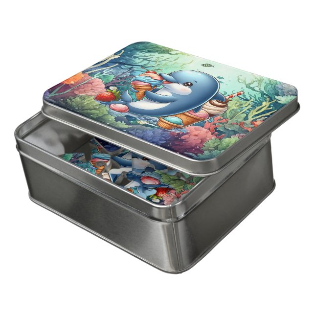 Dolphin Eating Ice Cream  Jigsaw Puzzle (Lid Open)