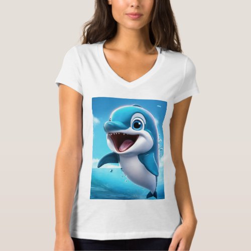 Dolphin Elegance Ladies Tee with a Splash