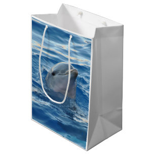 Dolphin Face in Ocean Cute Photo Medium Gift Bag