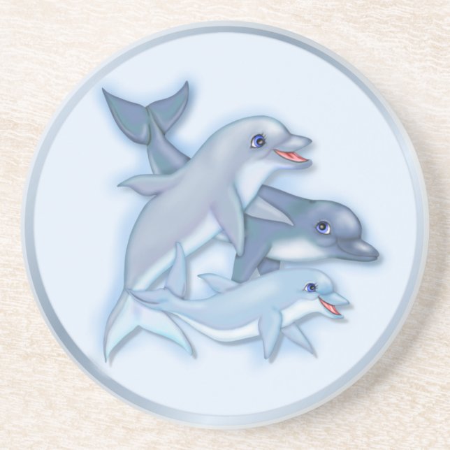 Dolphin Family Drink Coaster (Front)