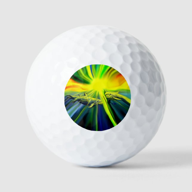Dolphin Family in the Sunshine Golf Balls (Front)