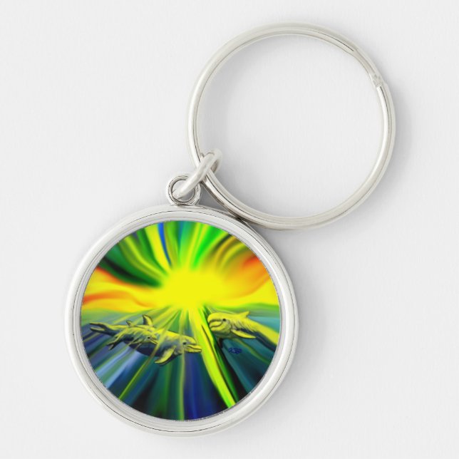 Dolphin Family in the Sunshine Keychain (Front)