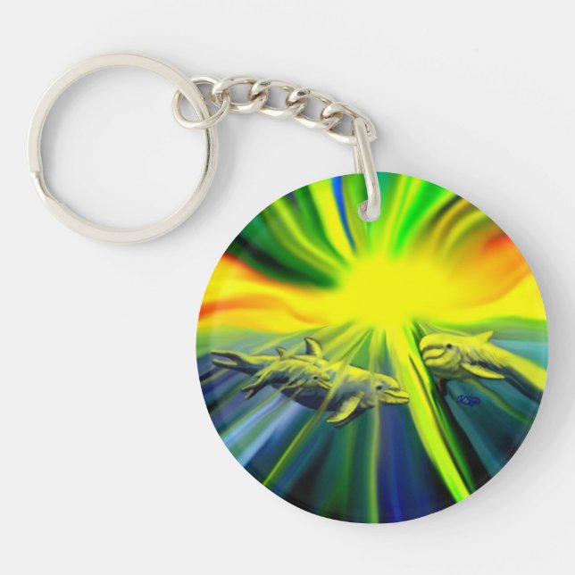 Dolphin Family in the Sunshine Keychain (Front)