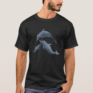 Dolphin family mom dad and baby dolphins blue ocea T-Shirt
