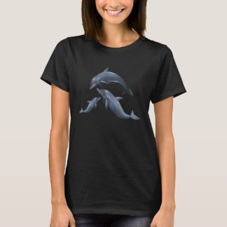 Dolphin family mom dad and baby dolphins blue ocea T-Shirt