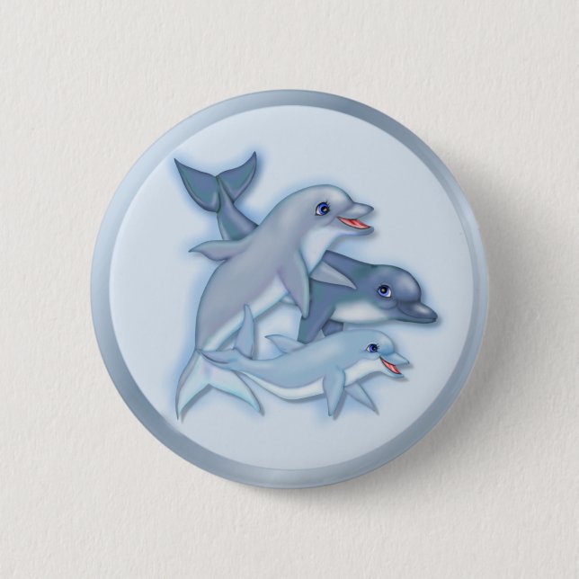 Dolphin Family Pinback Button (Front)