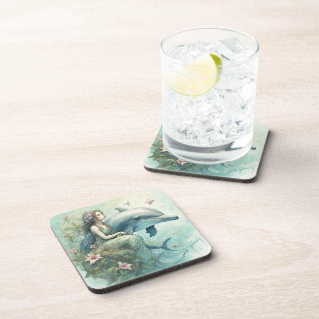Dolphin Fantasy 2 Beverage Coaster (Right Side)