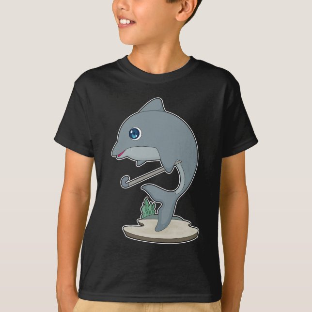 Dolphin Field hockey Hockey stick T-Shirt (Front)