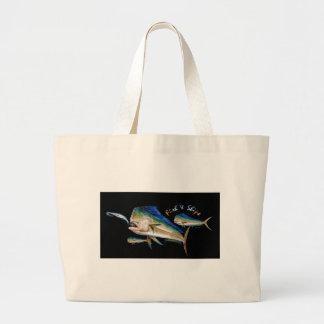 dolphin fish and  ships large tote bag