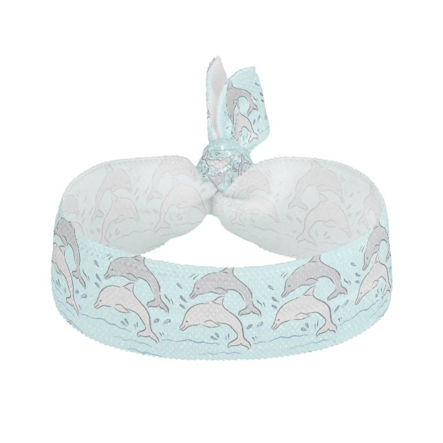 Dolphin Fish Animals Cute Ribbon Hair Tie (Front)