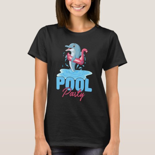 Dolphin Fish Wearing Pink Flamingo Float Summer Vi T_Shirt