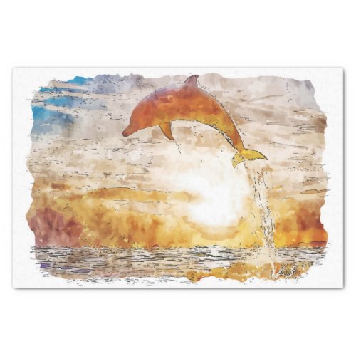 Dolphin Florida USA Watercolor Sketch Painting Tissue Paper