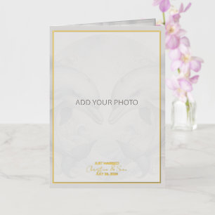 Dolphin Foil Just Married Wedding Photo Collage Greeting Card