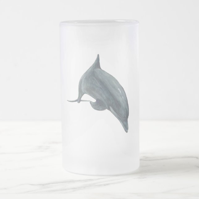 Dolphin Frosted Glass Beer Mug (Center)