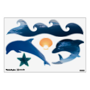 Dolphin Fun Blue 12x18 Wall Decal