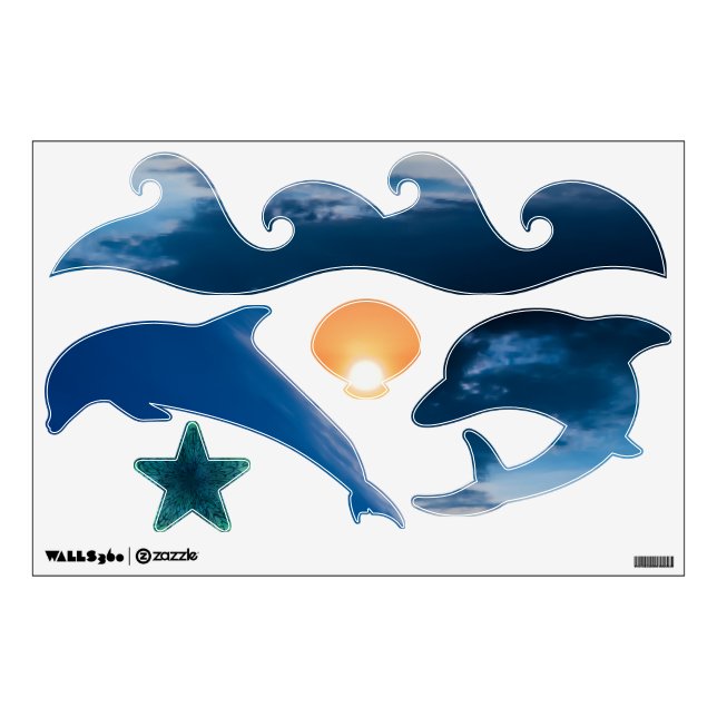 Dolphin Fun Blue 12x18 Wall Decal (Front)