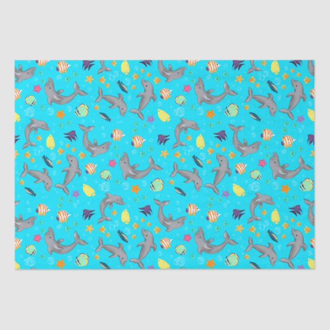 Dolphin Fun Ocean Party  Tissue Paper (Front)