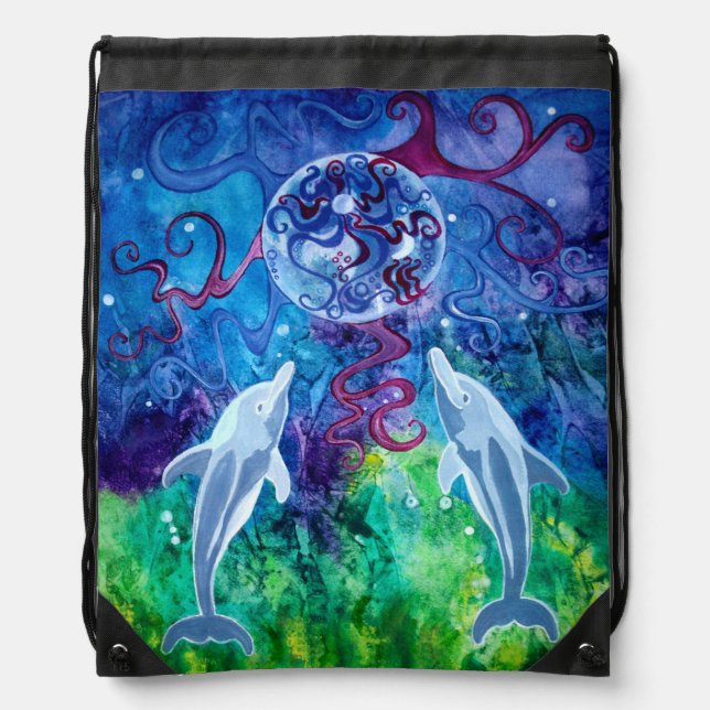 Dolphin Gaze Drawstring Backpack (Front)