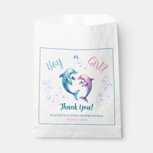 Dolphin Gender Reveal Thank You Favor Bag