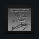 Dolphin Gift Box Personalized Dolphin Jewelry Box<br><div class="desc">Dolphin Box Personalized Marine Life Art Gift Boxes Jewelry Boxes & Dolphin Gifts Customizable Pacific White Sided Dolphin Art Keepsake Box Stylish Canadian Wildlife Gift Box Stylish Whales & Dolphin Art Gifts for Men, Women, Kids Cute Dolphin Jewelry Boxes Click "Customize" to Add More Text, Choose Font and Custom Colours...</div>