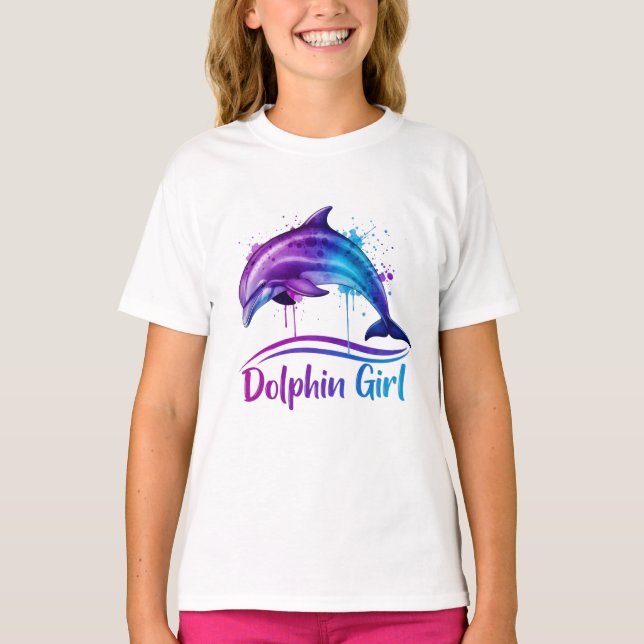 Dolphin Girl Ocean Lover Graphic T-Shirt (Front)