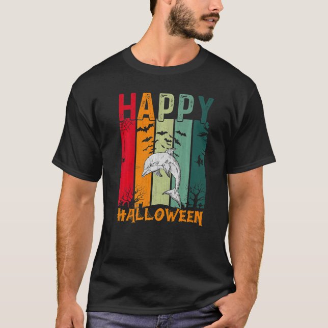 Dolphin  Girls Boys Retro Style Halloween Dinner P T-Shirt (Front)