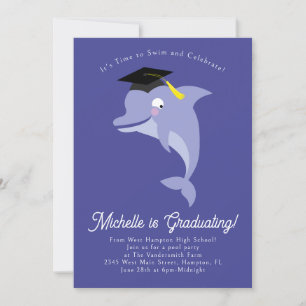Dolphin Graduation Party Poll Swimming Invitation