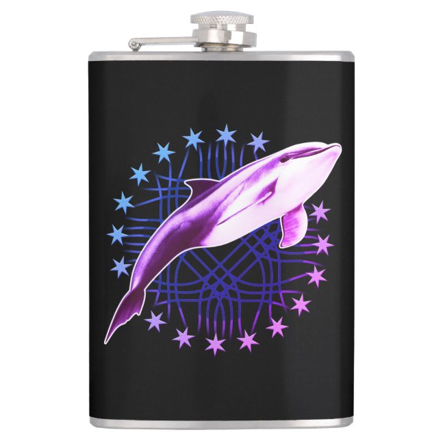 Dolphin Graphic Design Flask (Front)